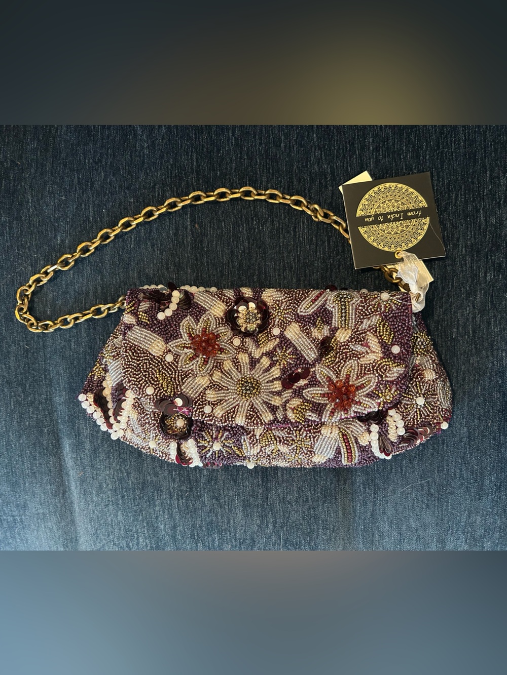 NWT Beaded Floral Bag
